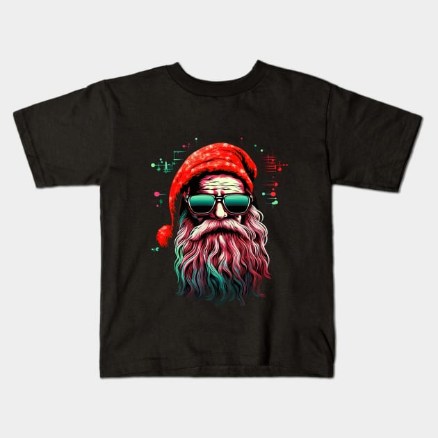 Trendy Santa Claus with sun glasses Kids T-Shirt by Tiessina Designs